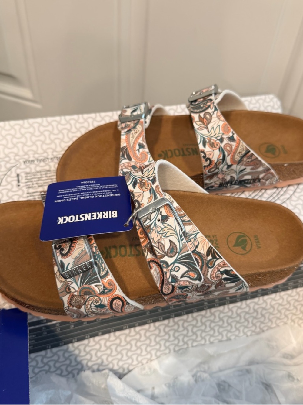 BIRKENSTOCK SYDNEY PAISTLEY LIGHT ROSE VEGAN BIRKO- FLOR NARROW SIZE 37 NEW - Picture 3 of 6